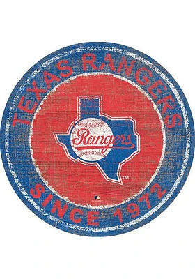 Texas Rangers Round Heritage Logo Sign - Blue