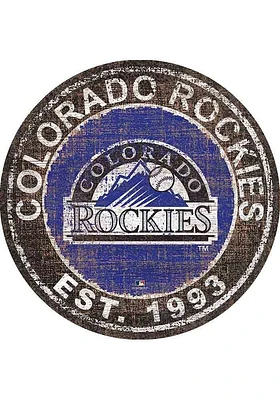 Colorado Rockies Round Heritage Logo Sign - Purple