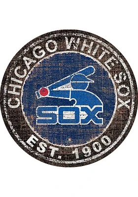 Chicago White Sox Round Heritage Logo Sign - Black