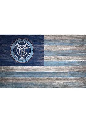 New York City FC Distressed Flag 11x19 Sign - Blue