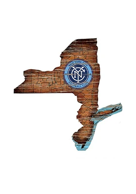 New York City FC Distressed State 24 Inch Sign - Brown