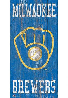 Milwaukee Brewers Heritage Logo 6x12 Sign - Navy Blue
