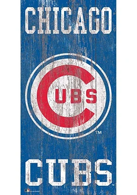 Chicago Cubs Heritage Logo 6x12 Sign - Blue