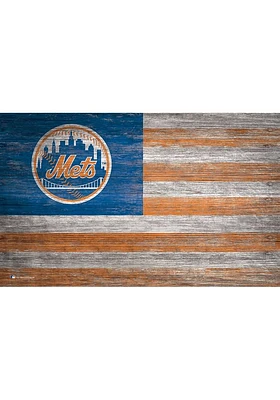 New York Mets Distressed Flag 11x19 Sign - Blue