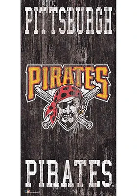 Pittsburgh Pirates Heritage Logo 6x12 Sign - Black