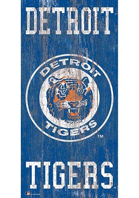 Detroit Tigers Heritage Logo 6x12 Sign - Navy Blue