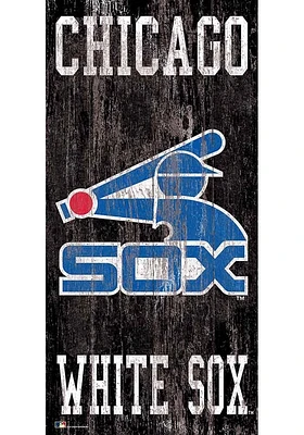Chicago White Sox Heritage Logo 6x12 Sign - Black