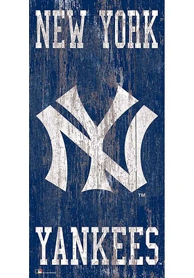 New York Yankees Heritage Logo 6x12 Sign - Blue