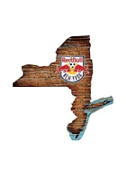 New York Red Bulls Distressed State 24 Inch Sign - Brown