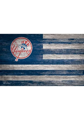New York Yankees Distressed Flag 11x19 Sign - Blue