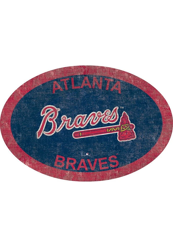 Atlanta Braves 46 Inch Oval Team Sign - Blue