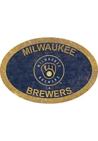 Milwaukee Brewers 46 Inch Oval Team Sign - Navy Blue