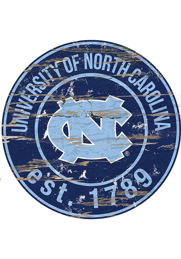 North Carolina Tar Heels Established Date Circle 24 Inch Sign - Blue