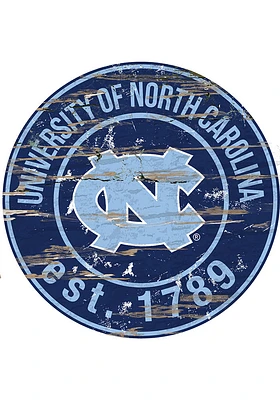 North Carolina Tar Heels Established Date Circle 24 Inch Sign - Blue