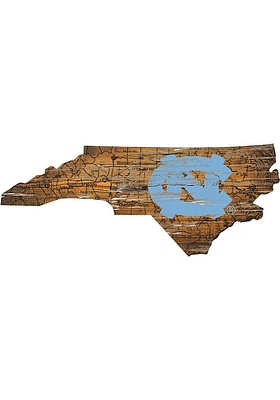 North Carolina Tar Heels Distressed State 24 Inch Sign - Brown