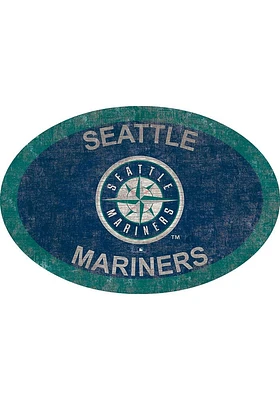 Seattle Mariners 46 Inch Oval Team Sign - Navy Blue