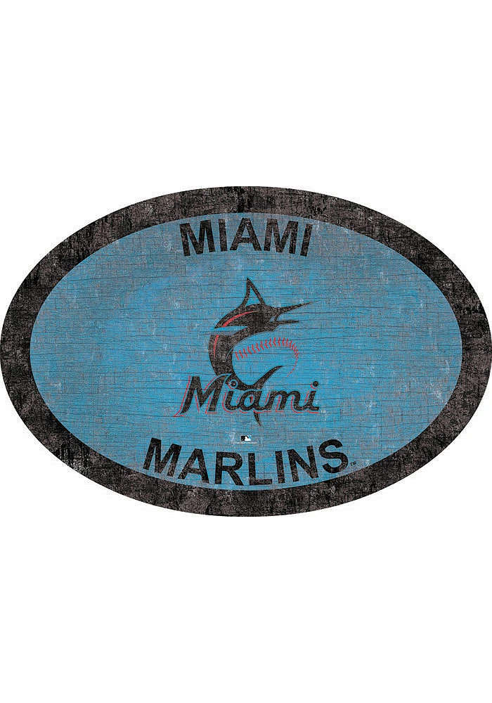 Miami Marlins 46 Inch Oval Team Sign - Blue