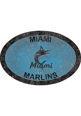 Miami Marlins 46 Inch Oval Team Sign - Blue