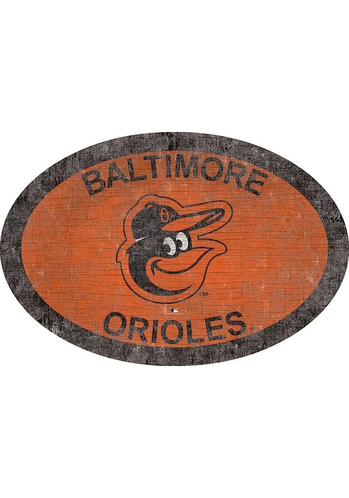 Baltimore Orioles 46 Inch Oval Team Sign - Orange