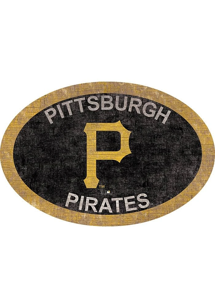 Pittsburgh Pirates 46 Inch Oval Team Sign - Black