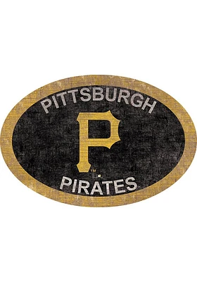 Pittsburgh Pirates 46 Inch Oval Team Sign - Black