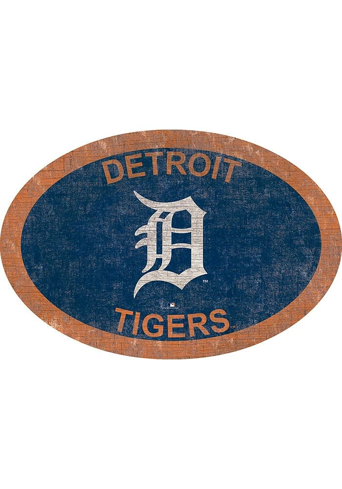 Detroit Tigers 46 Inch Oval Team Sign - Navy Blue