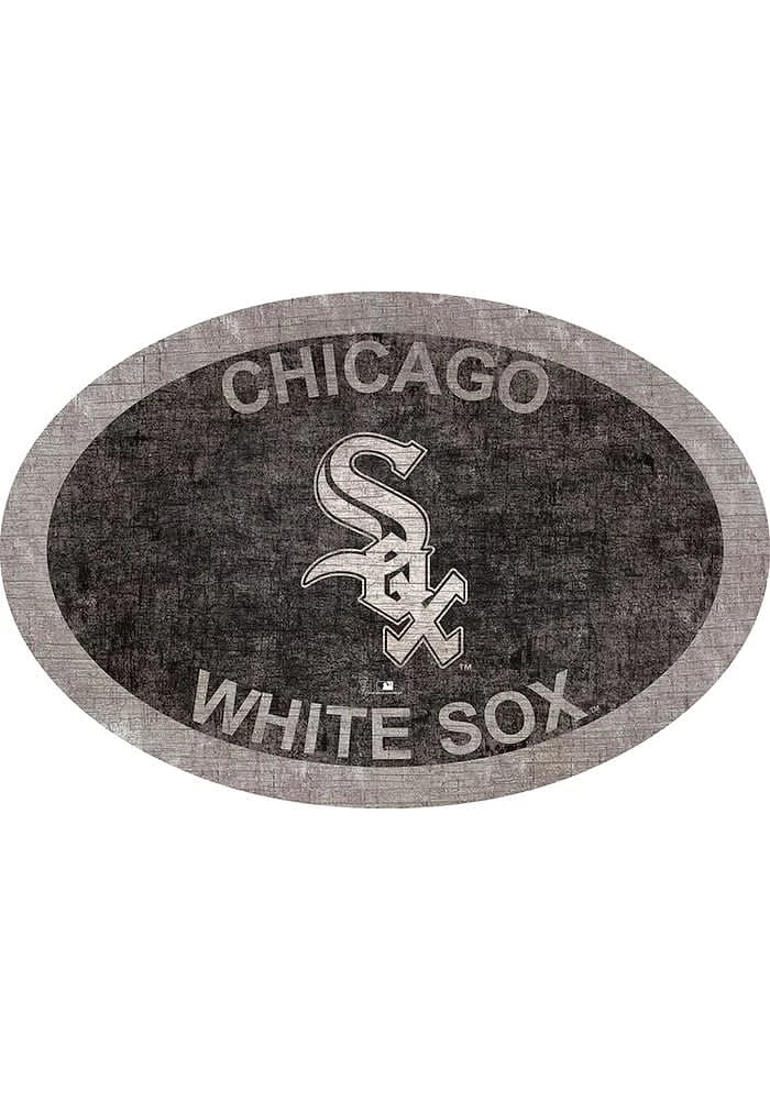 Chicago White Sox 46 Inch Oval Team Sign - Black