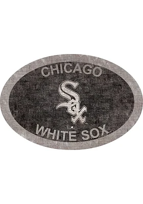 Chicago White Sox 46 Inch Oval Team Sign - Black
