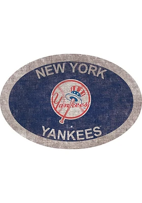 New York Yankees 46 Inch Oval Team Sign - Blue