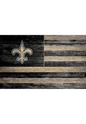New Orleans Saints Distressed Flag 11x19 Sign - Black