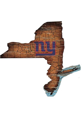 New York Giants Distressed State 24 Inch Sign - Brown