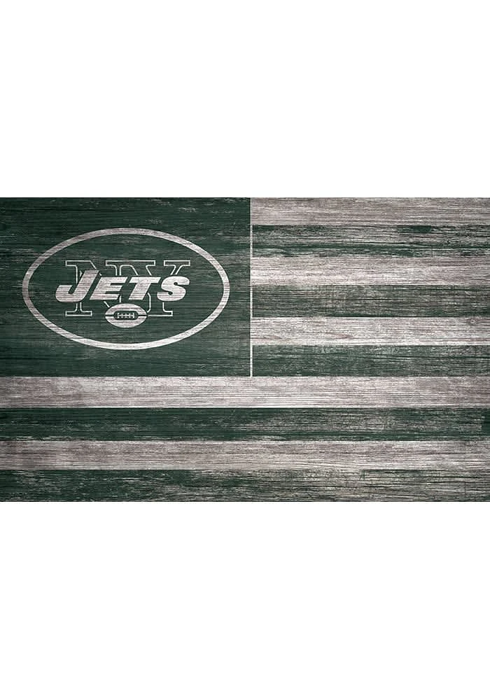 New York Jets Distressed Flag 11x19 Sign - Green