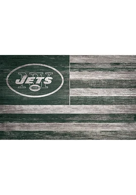 New York Jets Distressed Flag 11x19 Sign - Green