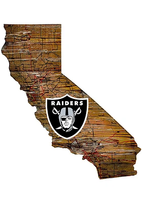 Las Vegas Raiders Distressed State 24 Inch Sign - Brown