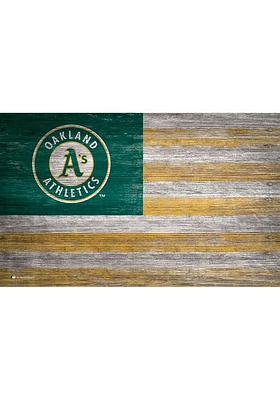 Oakland Athletics Distressed Flag 11x19 Sign - Green