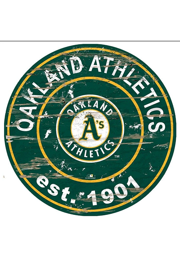 Oakland Athletics Established Date Circle 24 Inch Sign - Green