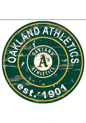 Oakland Athletics Established Date Circle 24 Inch Sign - Green