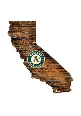 Oakland Athletics Distressed State 24 Inch Sign - Brown