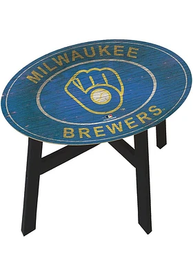 Milwaukee Brewers Vintage Logo Heritage Navy Blue End Table