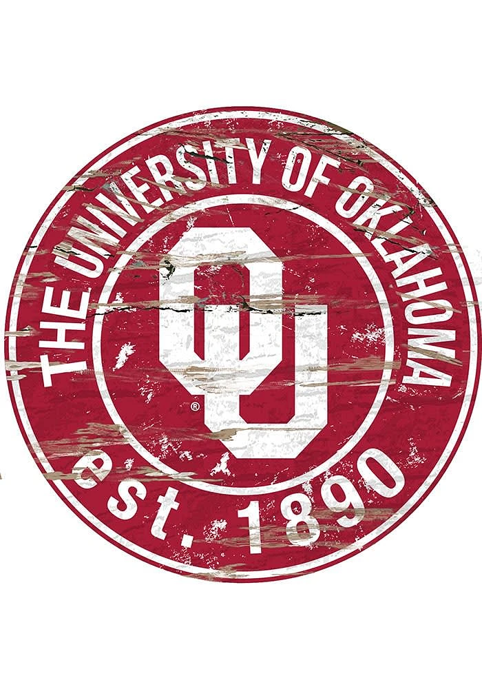 Oklahoma Sooners Established Date Circle 24 Inch Sign - Red