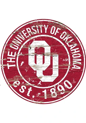 Oklahoma Sooners Established Date Circle 24 Inch Sign - Red