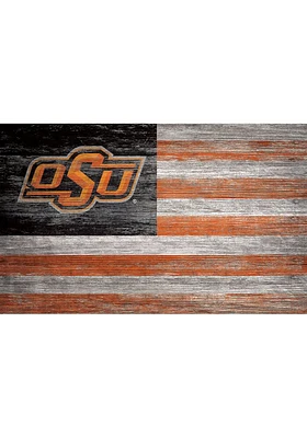 Oklahoma State Cowboys Distressed Flag 11x19 Sign - Black