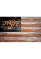 Oklahoma State Cowboys Distressed Flag 11x19 Sign - Black