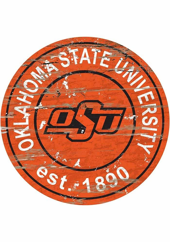 Oklahoma State Cowboys Established Date Circle 24 Inch Sign - Orange