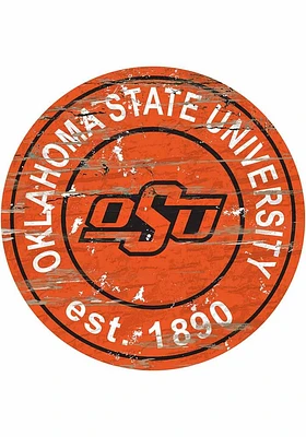 Oklahoma State Cowboys Established Date Circle 24 Inch Sign - Orange