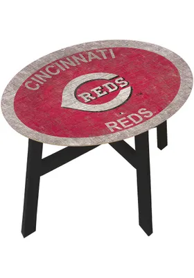 Cincinnati Reds Distressed Red End Table