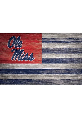 Ole Miss Rebels Distressed Flag 11x19 Sign - Red