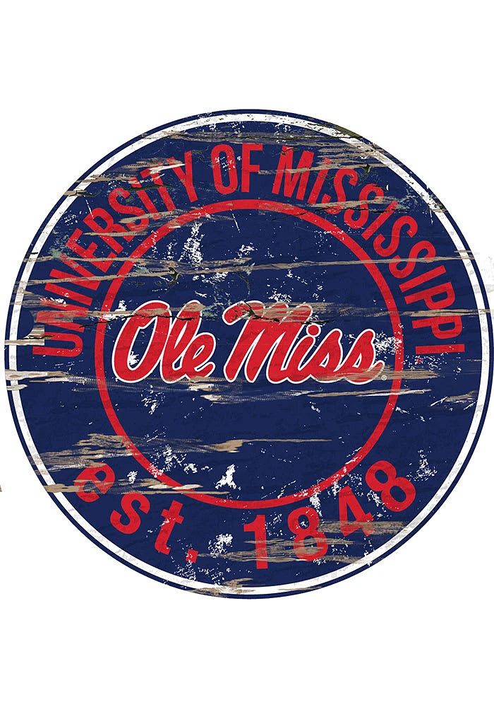 Ole Miss Rebels Established Date Circle 24 Inch Sign - Blue