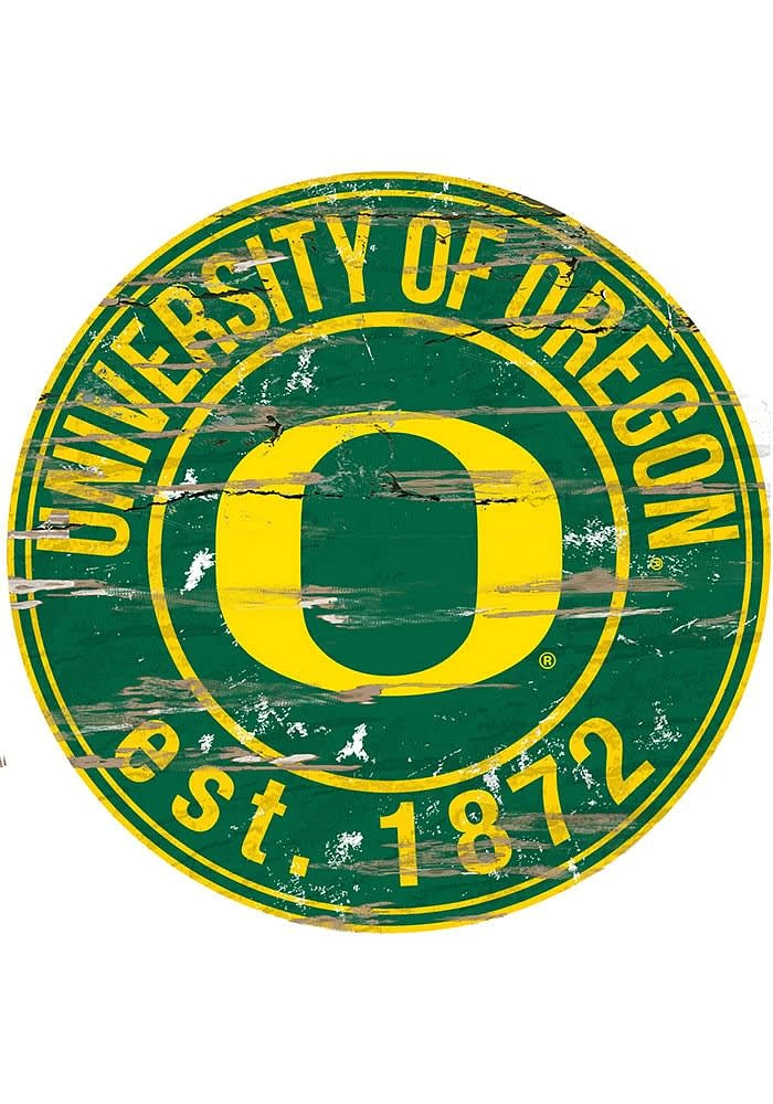 Oregon Ducks Established Date Circle 24 Inch Sign - Green