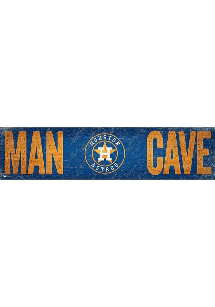 Houston Astros Man Cave 6x24 Sign - Navy Blue